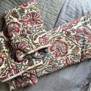 Pottery Barn Multicolor Floral King Duvet Cover + 3 European Pillowcases